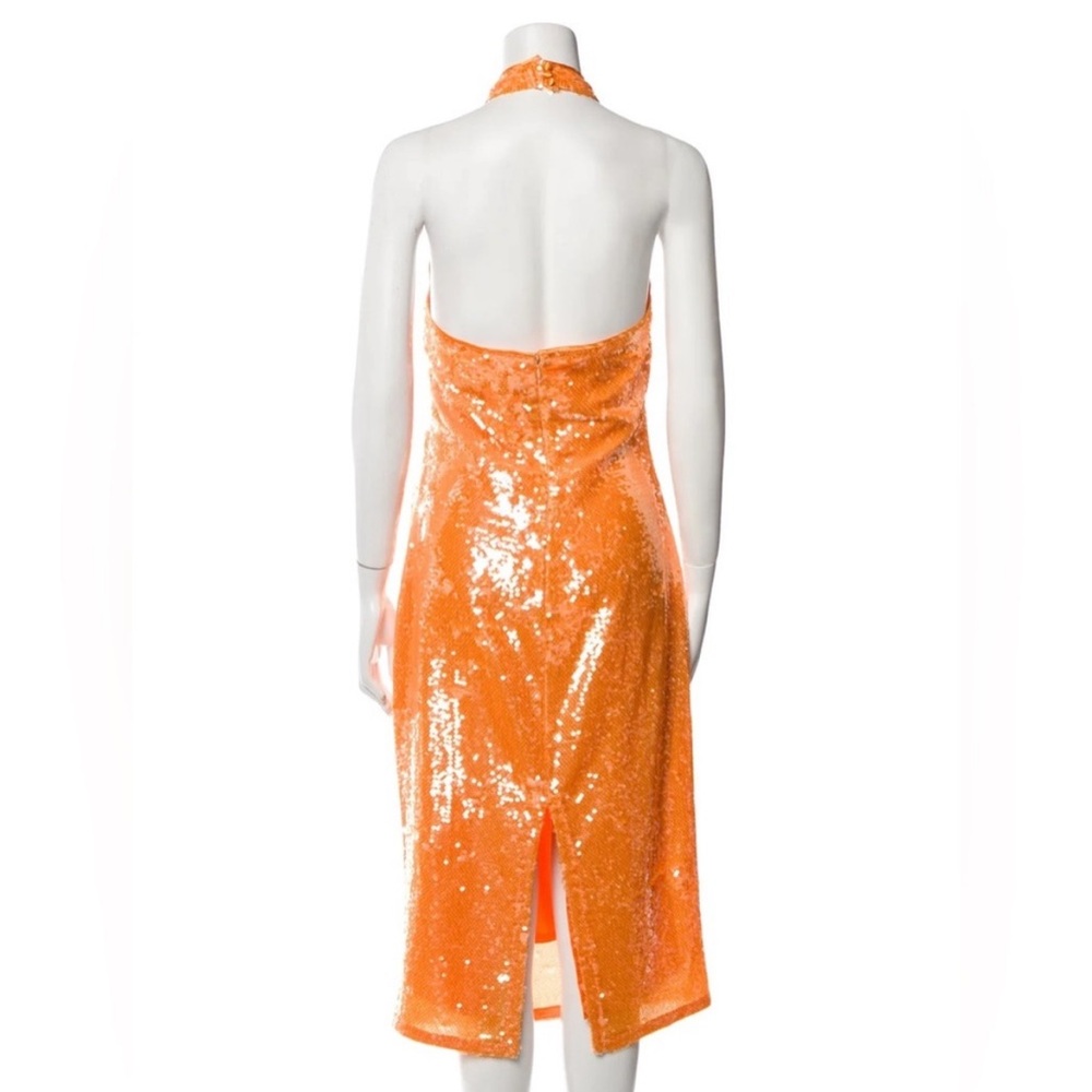 REVOLVE Orange Sequin Halter Dress - Picture 3 of 3